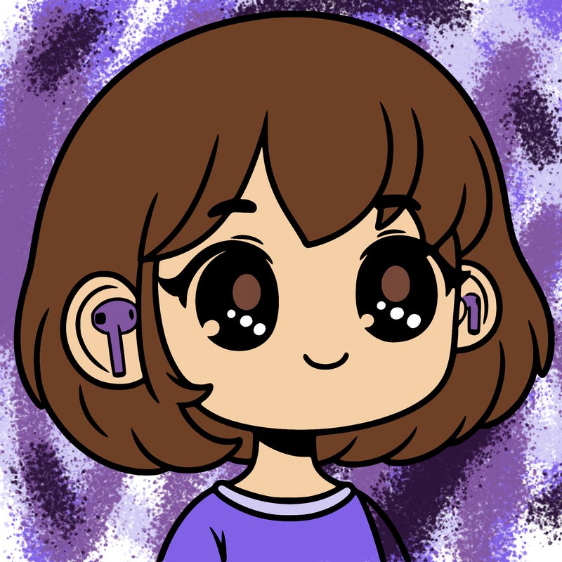 a girl with short hair and airpods