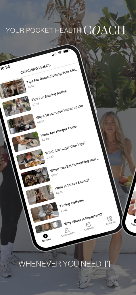 MINDFULL.so - Écran de smartphone montrant l'application MINDFULL.so avec une liste de vidéos de coaching santé et de mode de vie.
