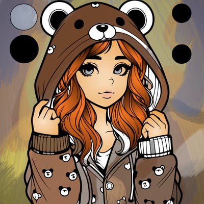 realistic girl in a animal pjs hoodie