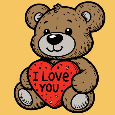teddy bear holding an i love you heart