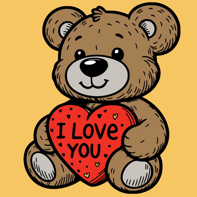 teddy bear holding an i love you heart