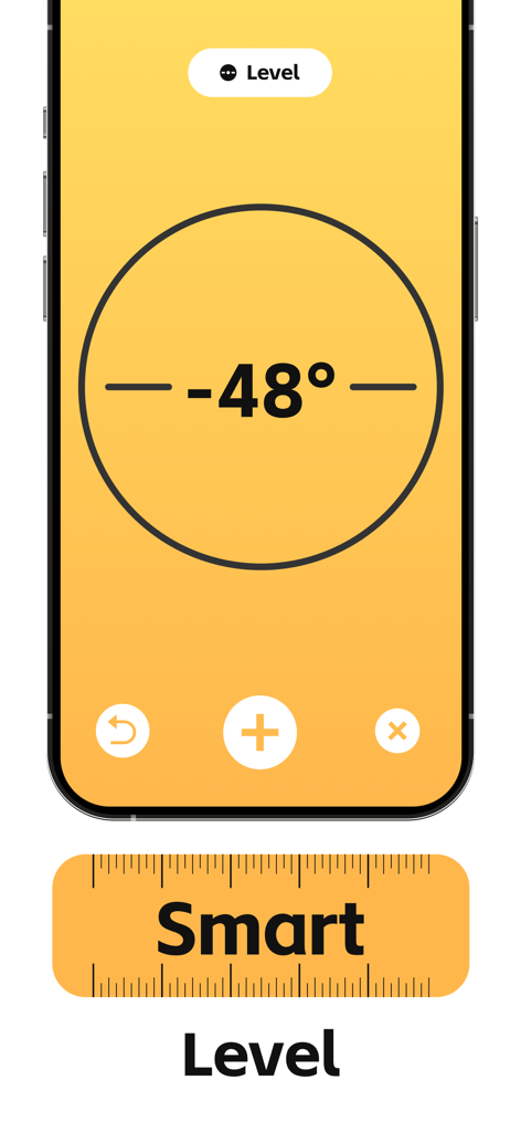 Smart Level & AR Ruler - Digital level tool on iPhone showing angle measurement in degrees