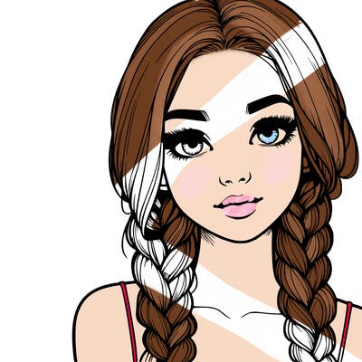 realistic girl with braids