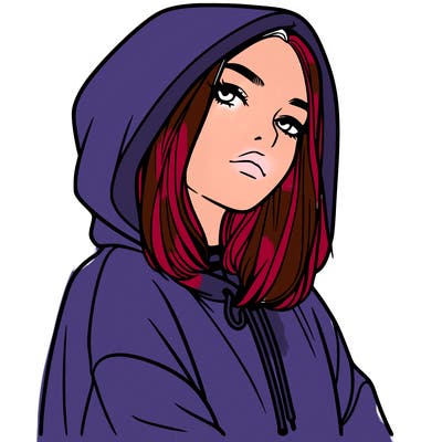 a realistic girl in a hoodie