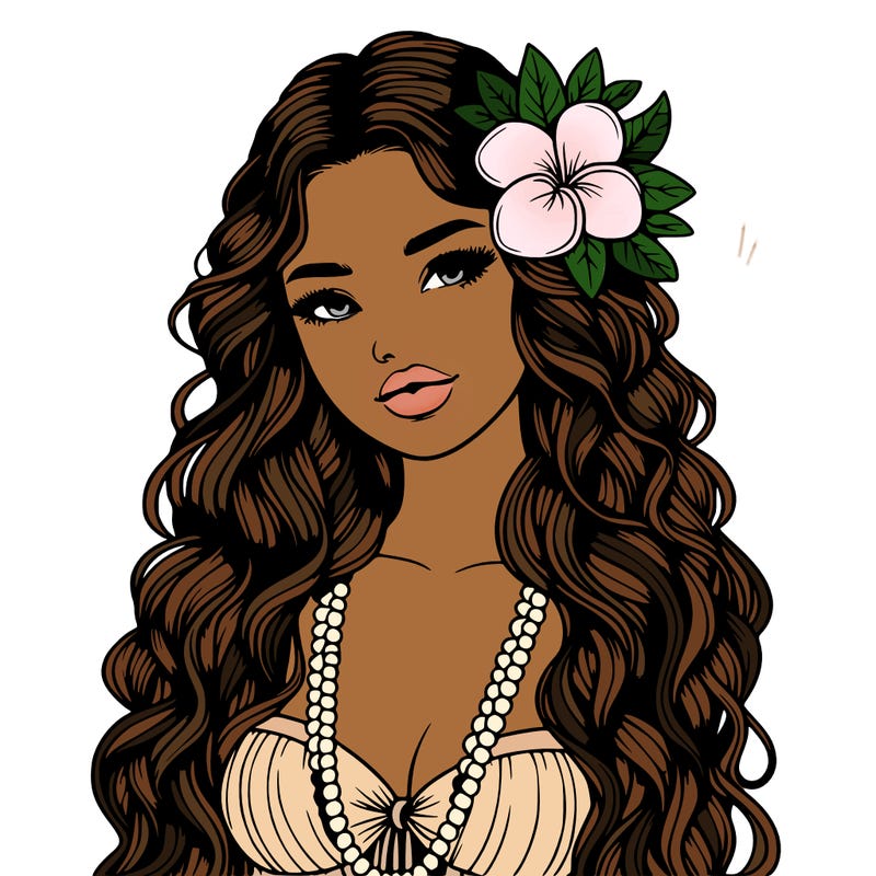 realistic beautiful hawaiian woman,long dress,haku lei, lips