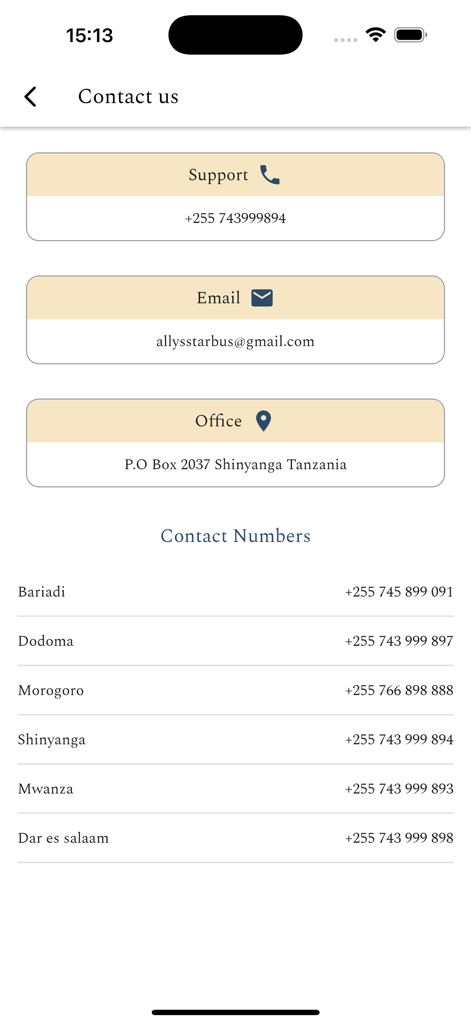 Allys Star Bus - Kontaktseite für Allys Star Bus mit Support-Telefonnummer, E-Mail und Adressen der Büros.