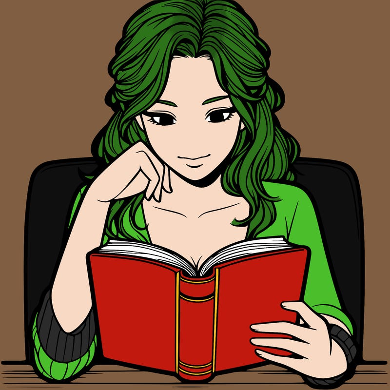 a realistic women reading a book