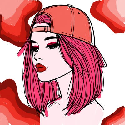 realistic  girl with a backwards hat