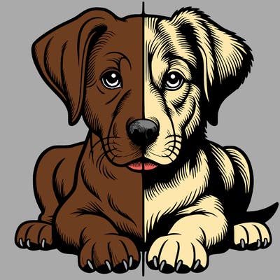 realistic dog split picture