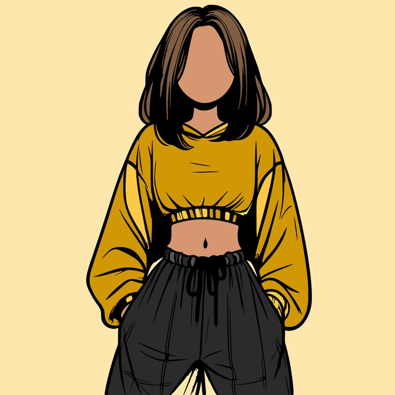 realistic girl faceless with baggy pants and a crop top