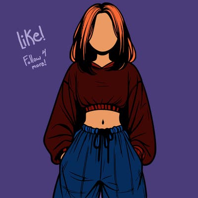 realistic girl faceless with baggy pants and a crop top