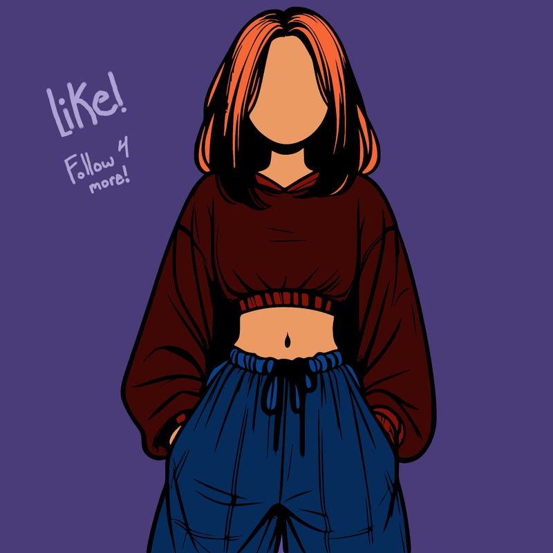 realistic girl faceless with baggy pants and a crop top