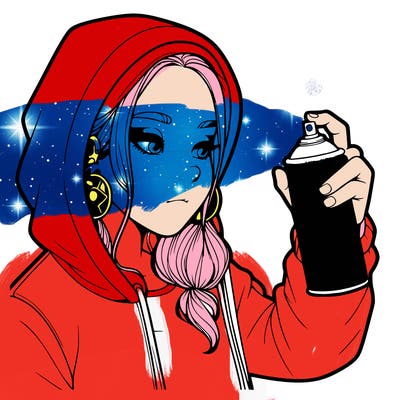 a realistic girl, spray painting