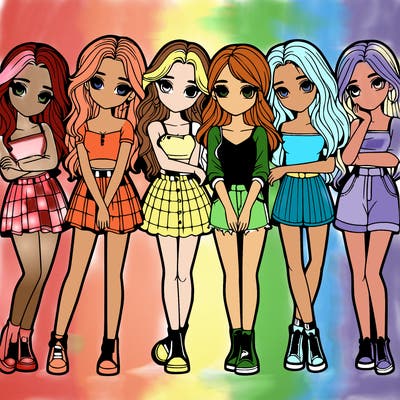 a group of girls realistic