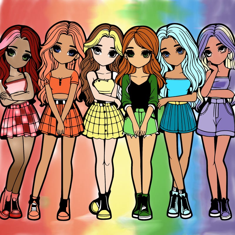 a group of girls realistic