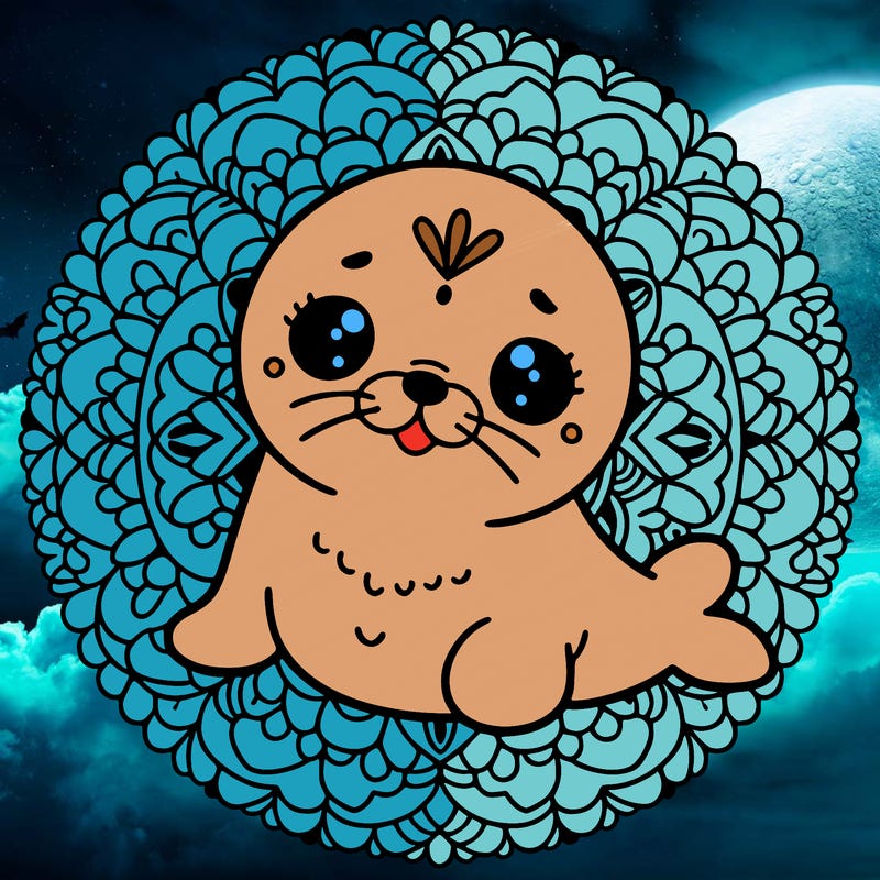 a cute baby seal mandala