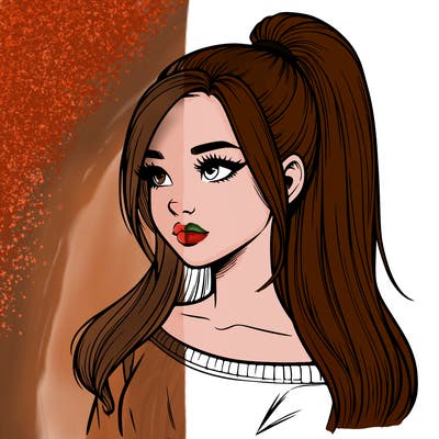 realistic girl with a high ponytail