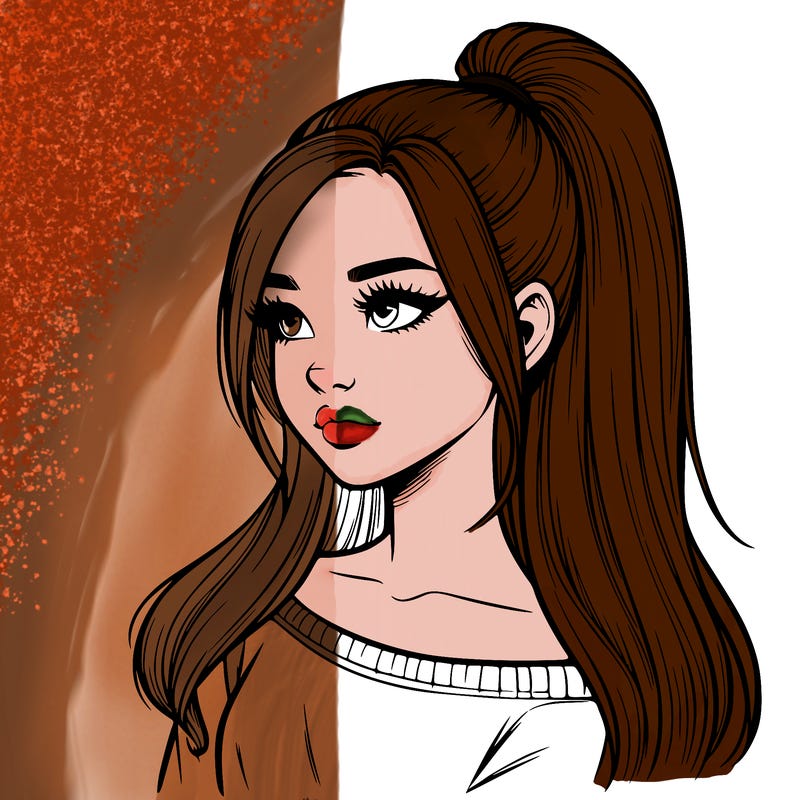 realistic girl with a high ponytail