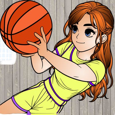 realistic girl playing basketball