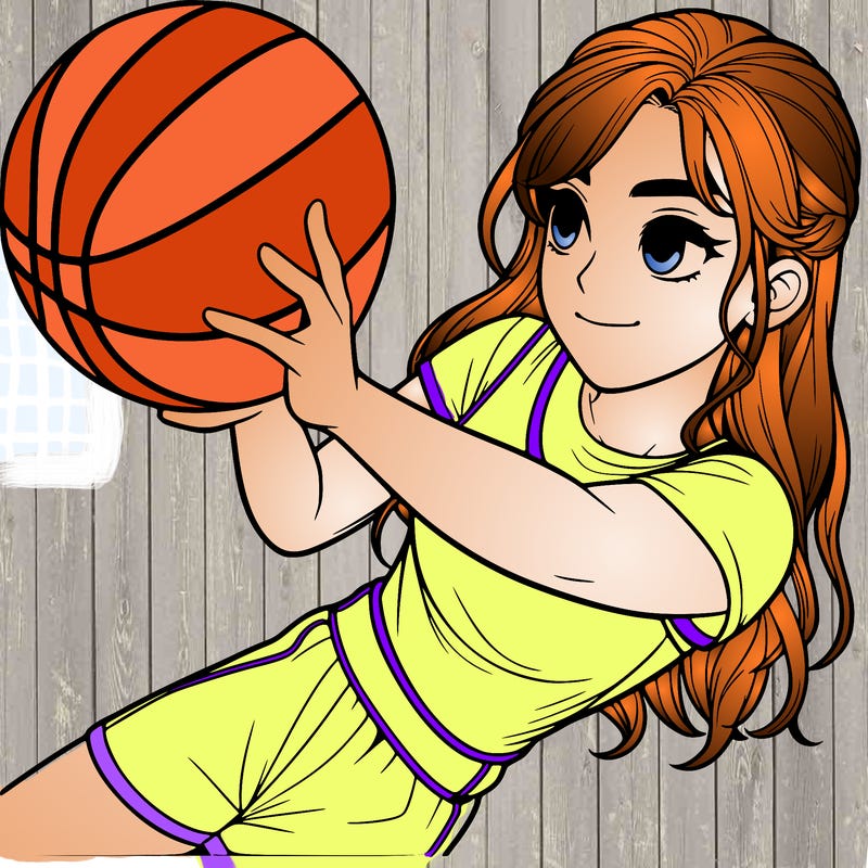 realistic girl playing basketball
