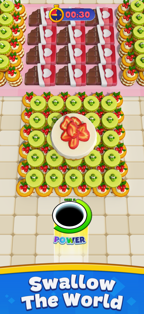 Hole Collect: Black Hole 3D - Black hole swallowing 3D cakes and desserts in the mobile game Hole Collect