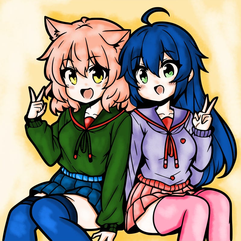 two anime girls hanging out