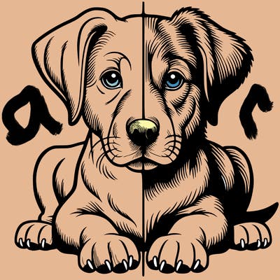 realistic dog split picture