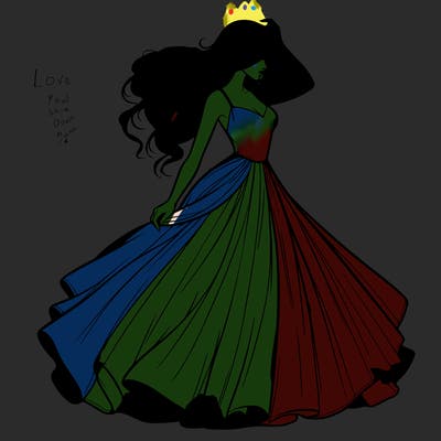 realistic woman with dress flowing in the wind