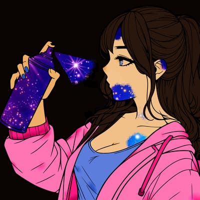 a realistic girl spray, painting