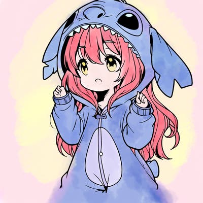 anime girl in a stitch onsie