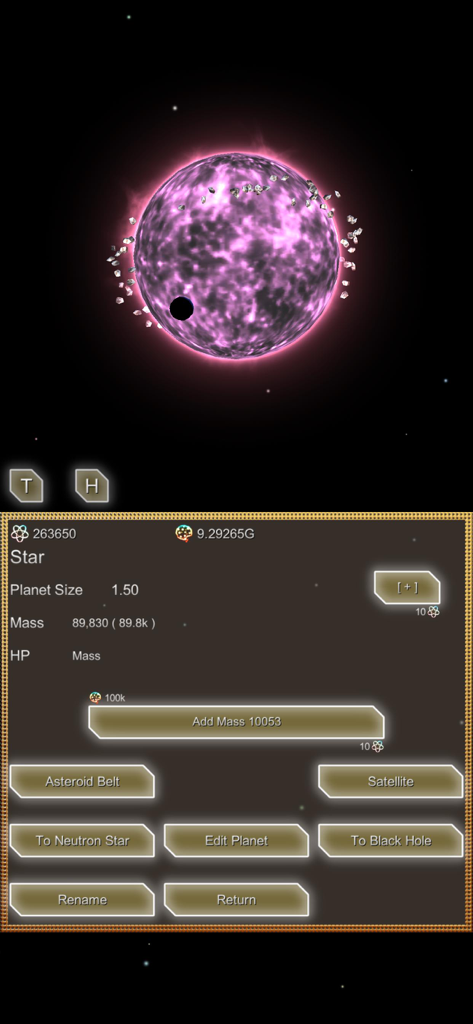Evolution Planet - 14 Billion - Evolution Planet app interface showing a purple star and planet editing tools