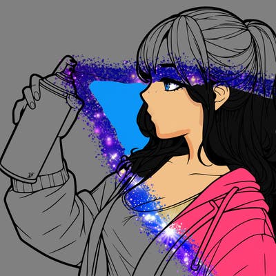 a realistic girl spray, painting