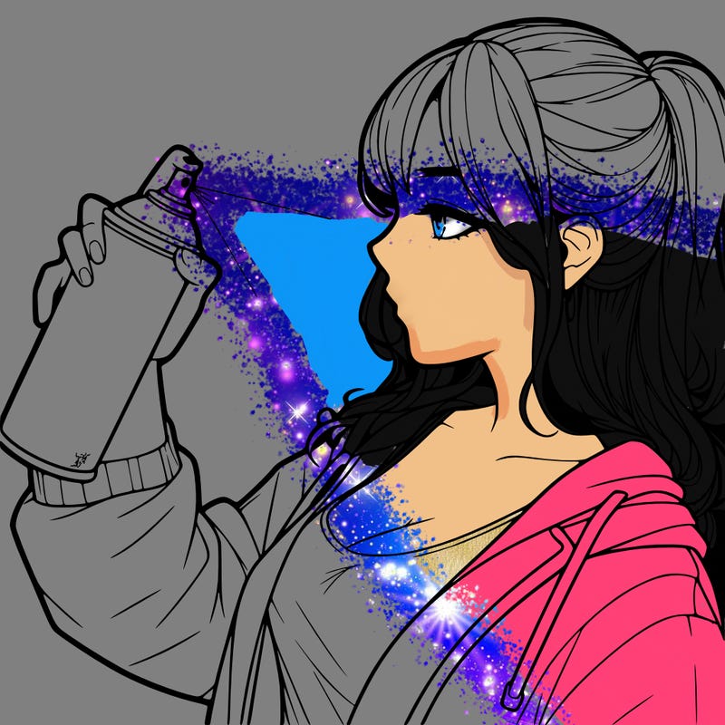 a realistic girl spray, painting