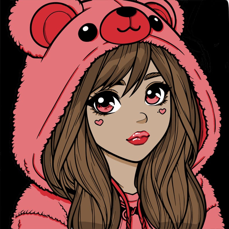 realistic girl in a bear hoodie
