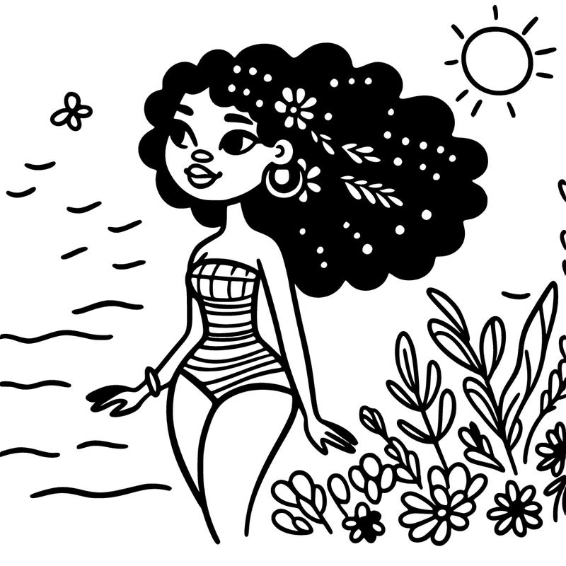 african woman in a swimsuit