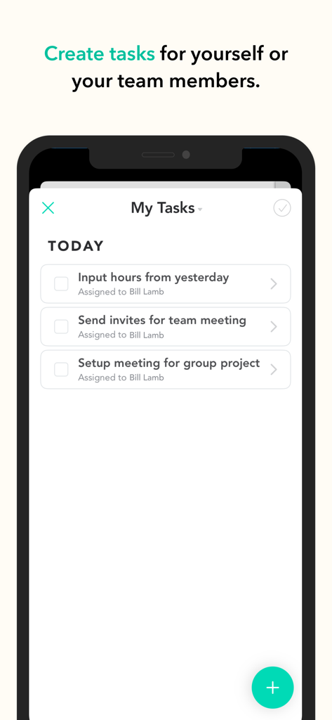 Pronto App Aufgabenverwaltungsbildschirm mit einer Liste von To-do-Elementen für ein Teamprojekt.