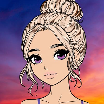 realistic pretty girl with hair in bun
