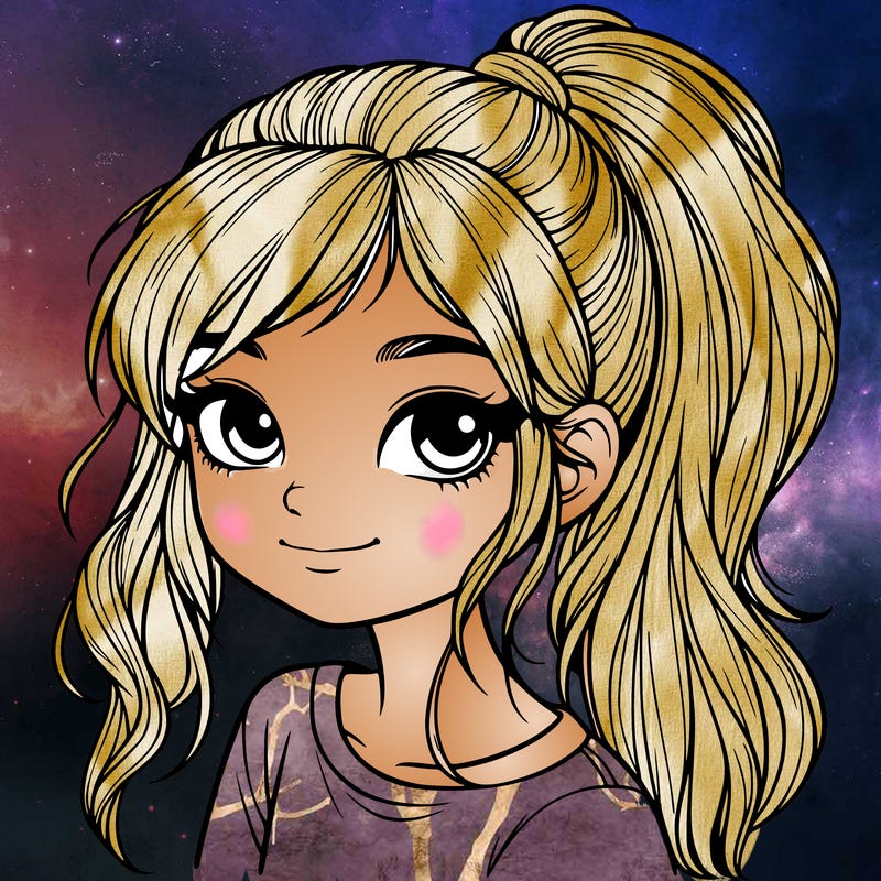 realistic girl with ponytail