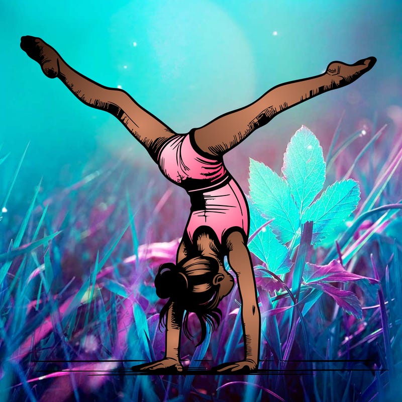 realistic gymnastic hand stand girl in four splits