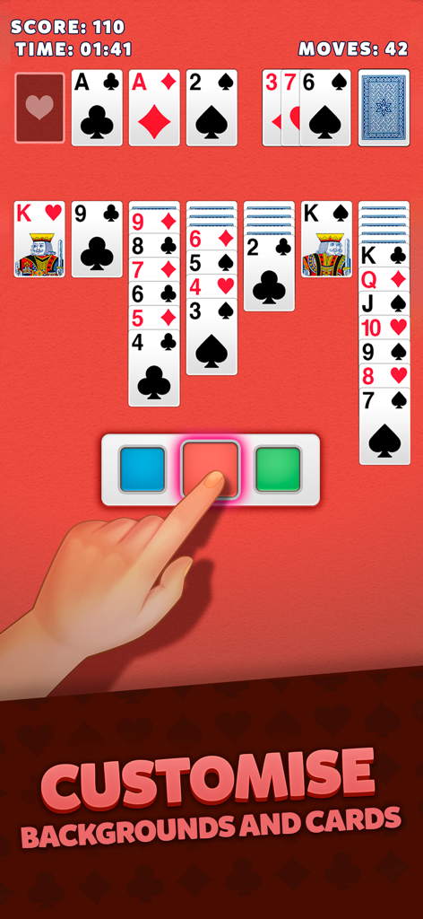 Solitaire Classic Klondike - Un jugador personalizando el fondo y las cartas en el juego móvil Solitario Clásico Klondike.