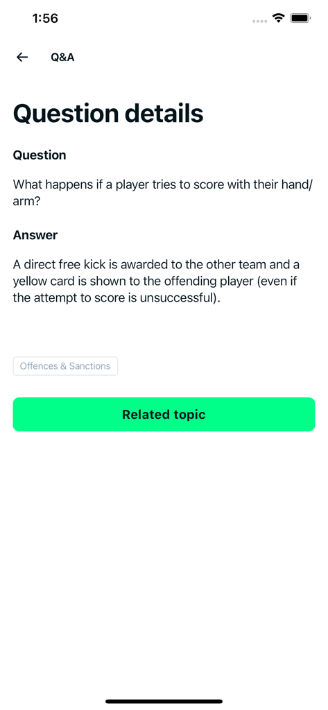 Football Rules by The IFAB - Official IFAB Football Rules app Q&A page explaining the handball rule
