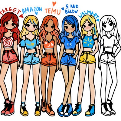 a group of girls wearing crop tops and shorts