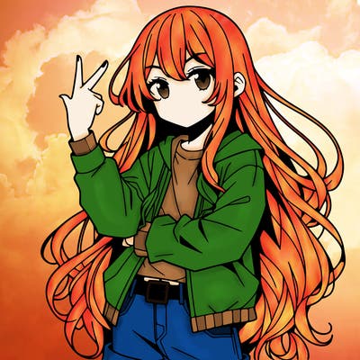 one anime girl with long hair and a cool pose