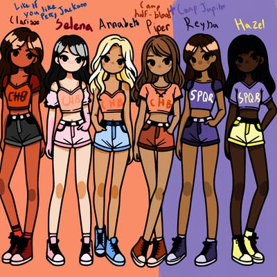 a group of girls wearing crop tops and shorts