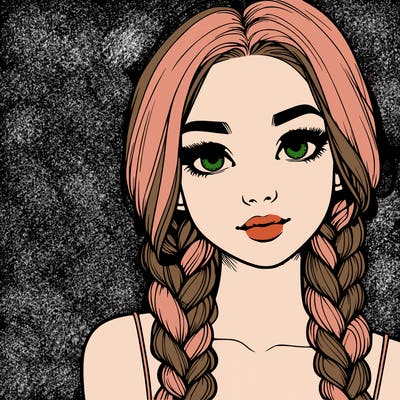 realistic girl with braids