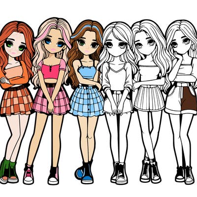 a group of girls realistic