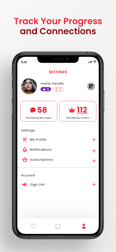 Taaruf - Settings dashboard in the Taaruf app showing profile information and message counts