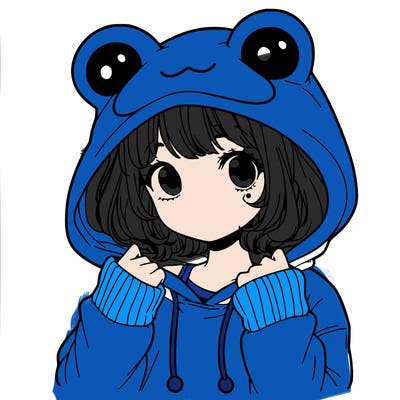 a cute teenage girl wearing a frog hoodie