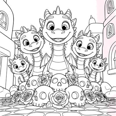 skulls and dragons and roses