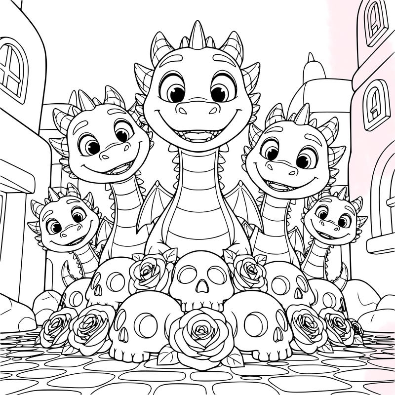 skulls and dragons and roses